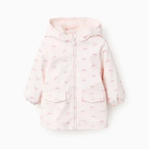 Parka de Goma Capucha Y Pelo Lazos Rosa Zippy