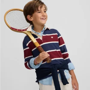 Polo Rugby Rayas Burdeos Silbon