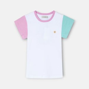 Camiseta Girl Mangas Bicolor Blanca Silbon